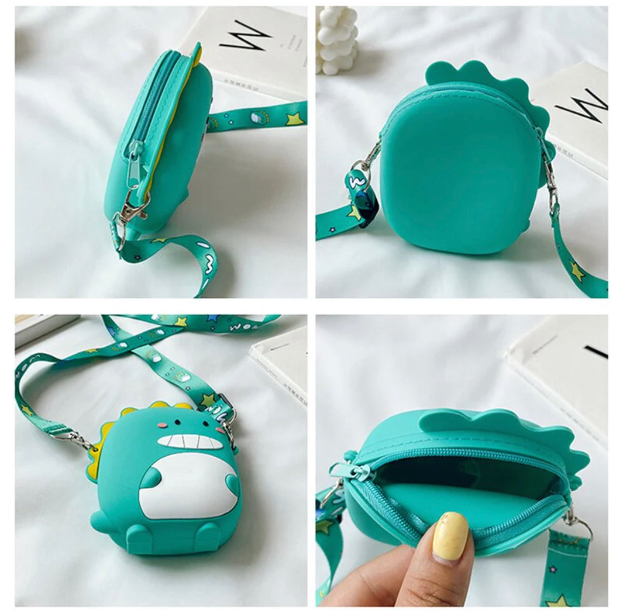 Kids Green Dinosaur Silicone Mini Shoulder Bag