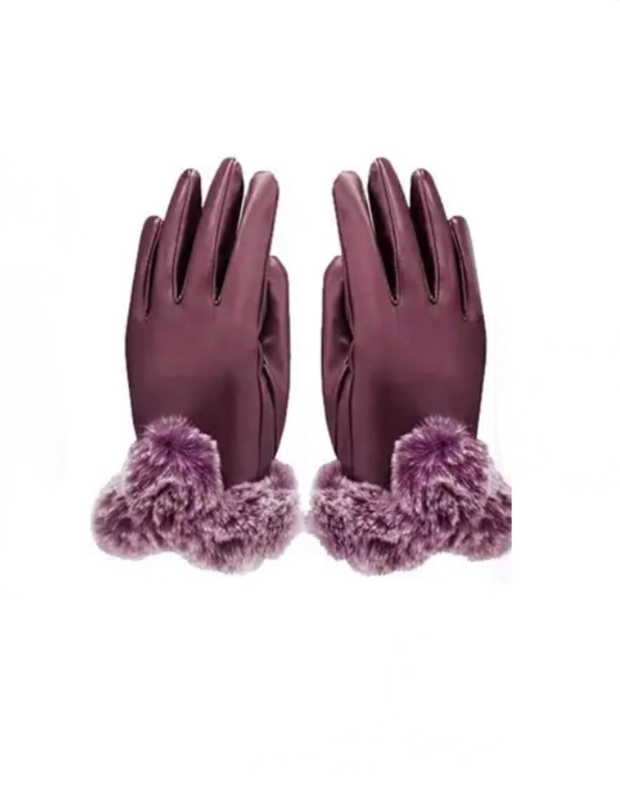 Faux Leather Fur Gloves