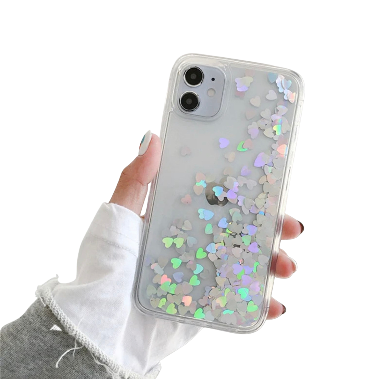 Floating Hearts Glitter Case For iPhone Clear Liquid Case Cover