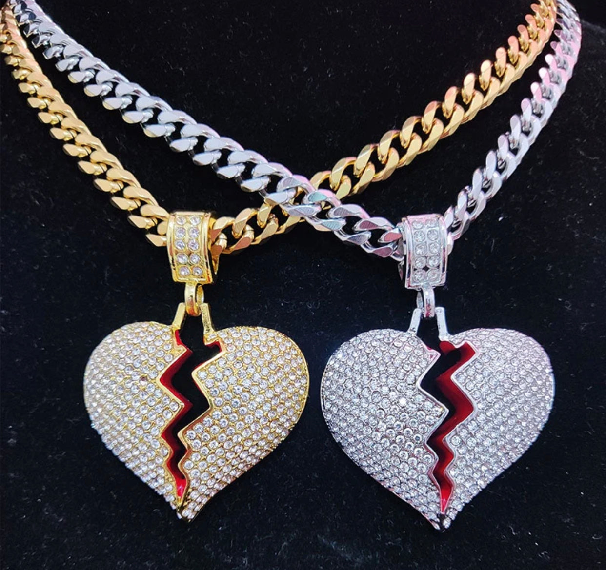 Iced Out Heart Pendant Necklace Jewelry