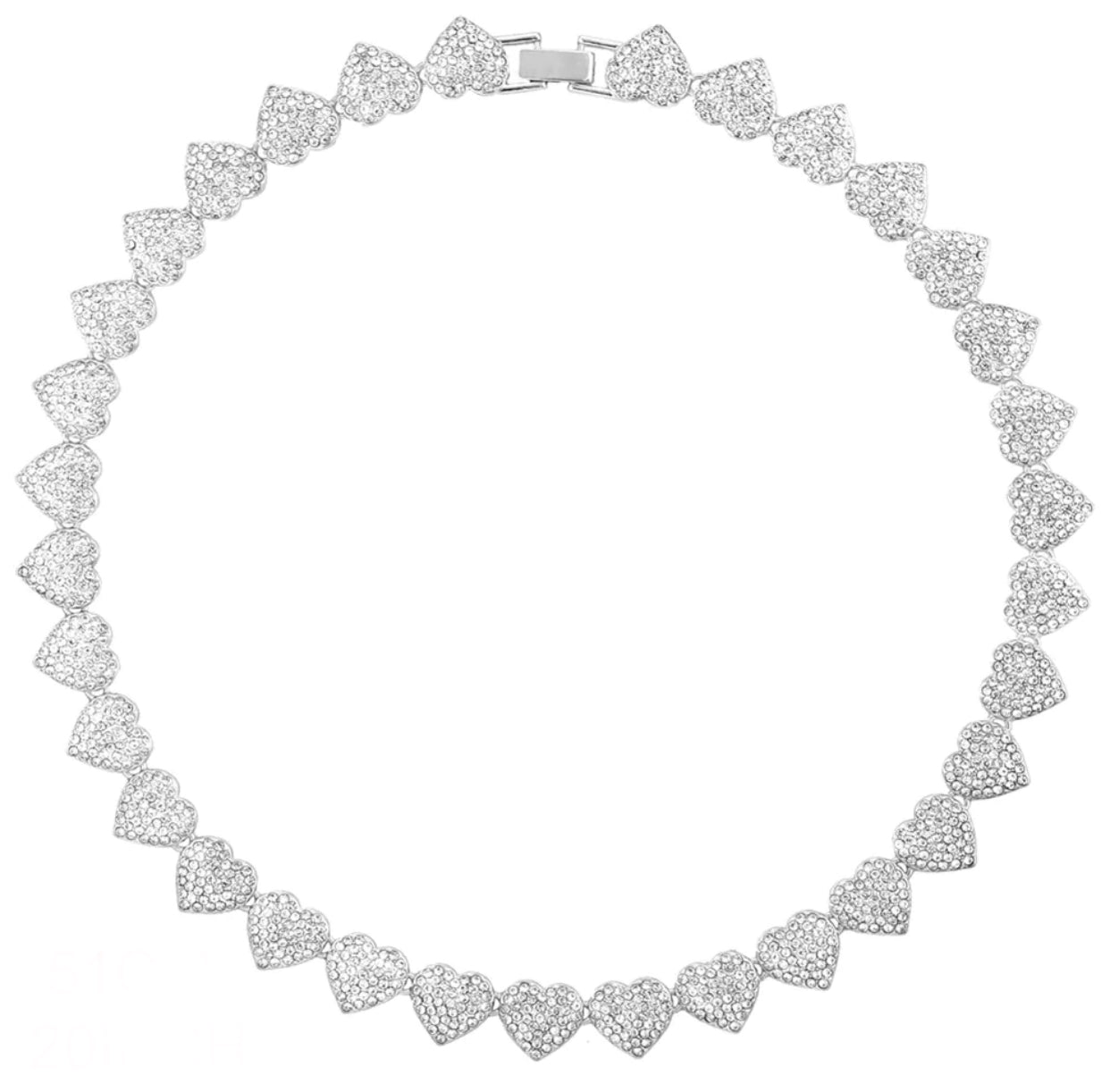 Crystal Heart Cuban Link Chain Necklace/ Ankle/ Bracelet for Women Rhinestones Tennis Necklace Jewelry
