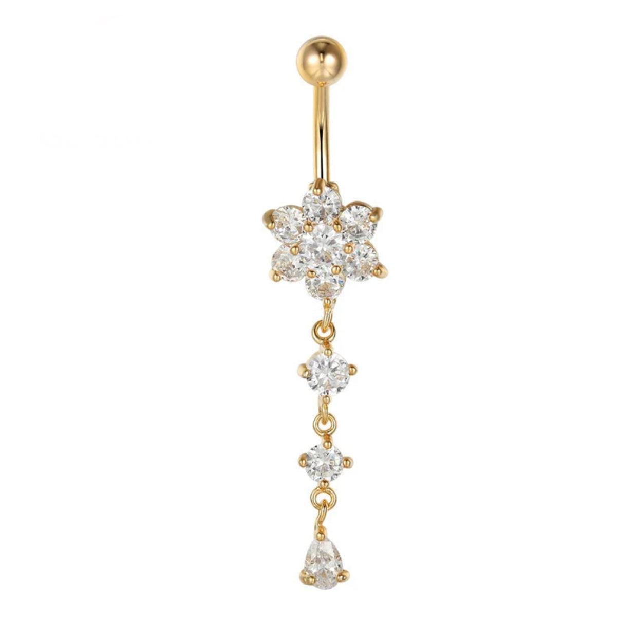 Gold Plated Variety Dangle Navel Belly Button Surgical Steel Piercing Barbell Body Jewelry