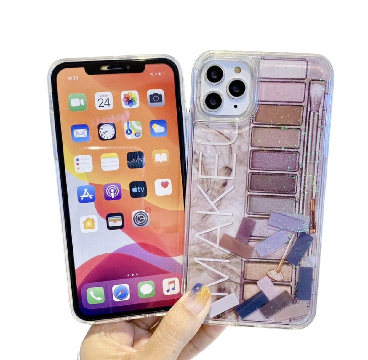 Makeup Cosmetic Case for iphone Bling Glitter Liquid Hard Phone Case