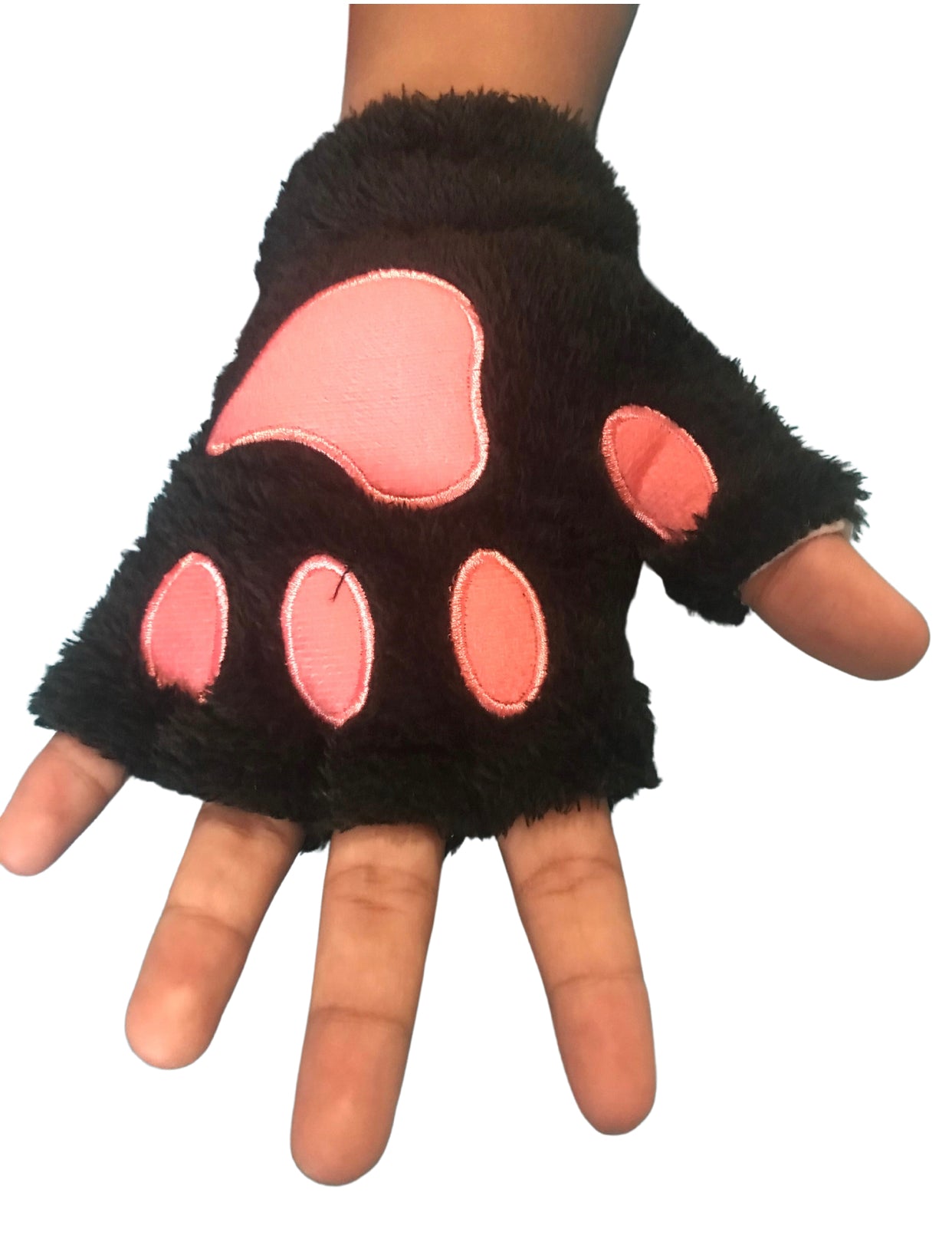 Fluffy Paw Half Finger Gloves