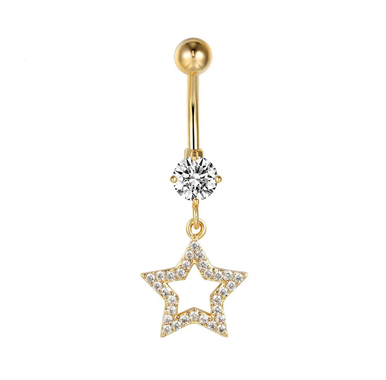 Gold Plated Variety Dangle Navel Belly Button Surgical Steel Piercing Barbell Body Jewelry