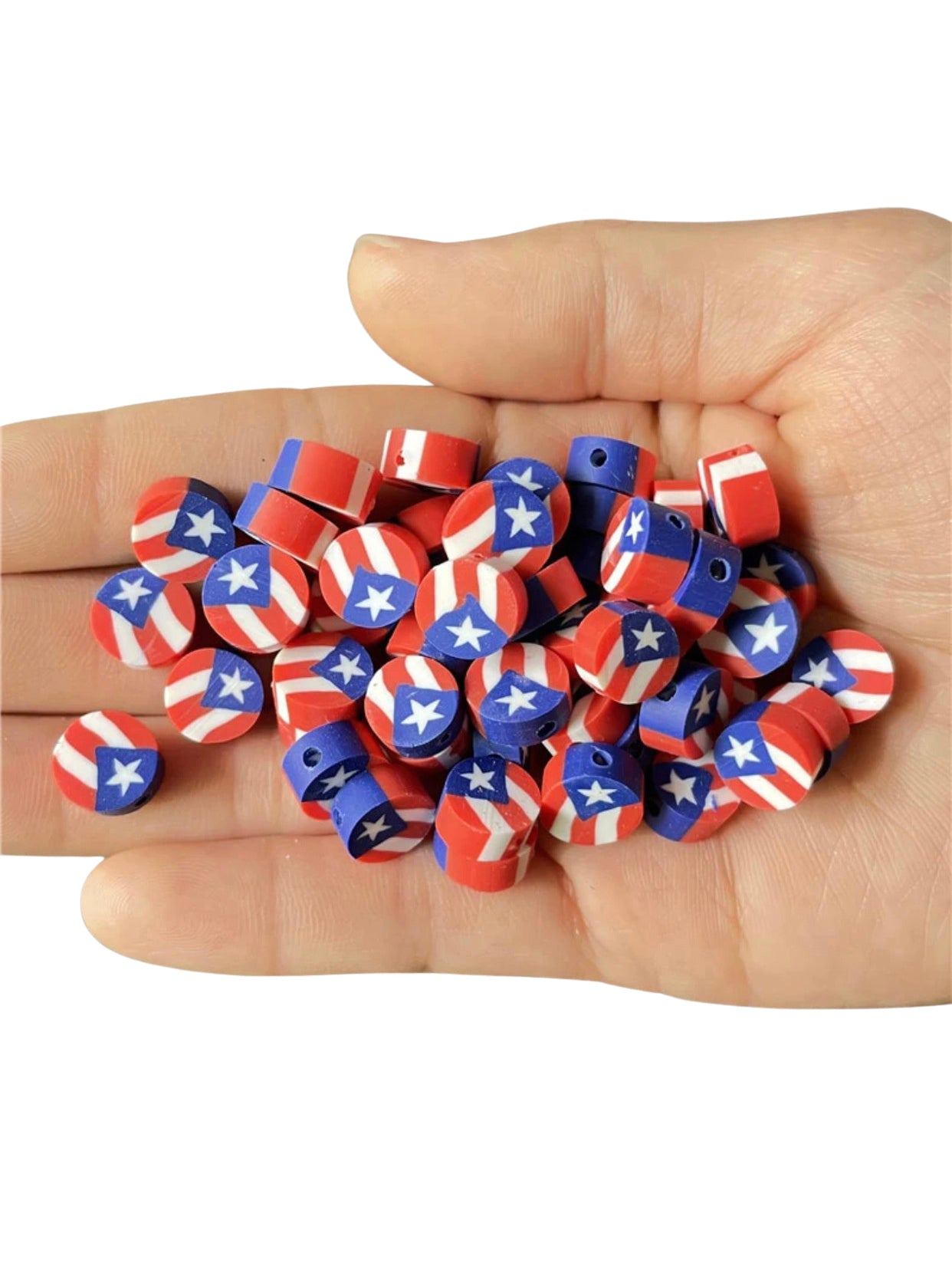 Puerto Rican Flag 60 Piece Spacer Beads DIY Handmade Jewelry
