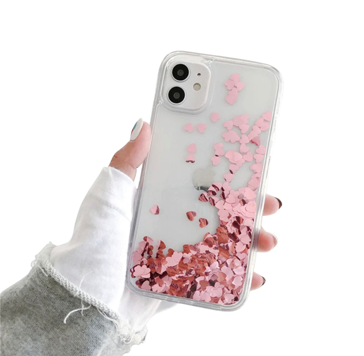 Floating Hearts Glitter Case For iPhone Clear Liquid Case Cover