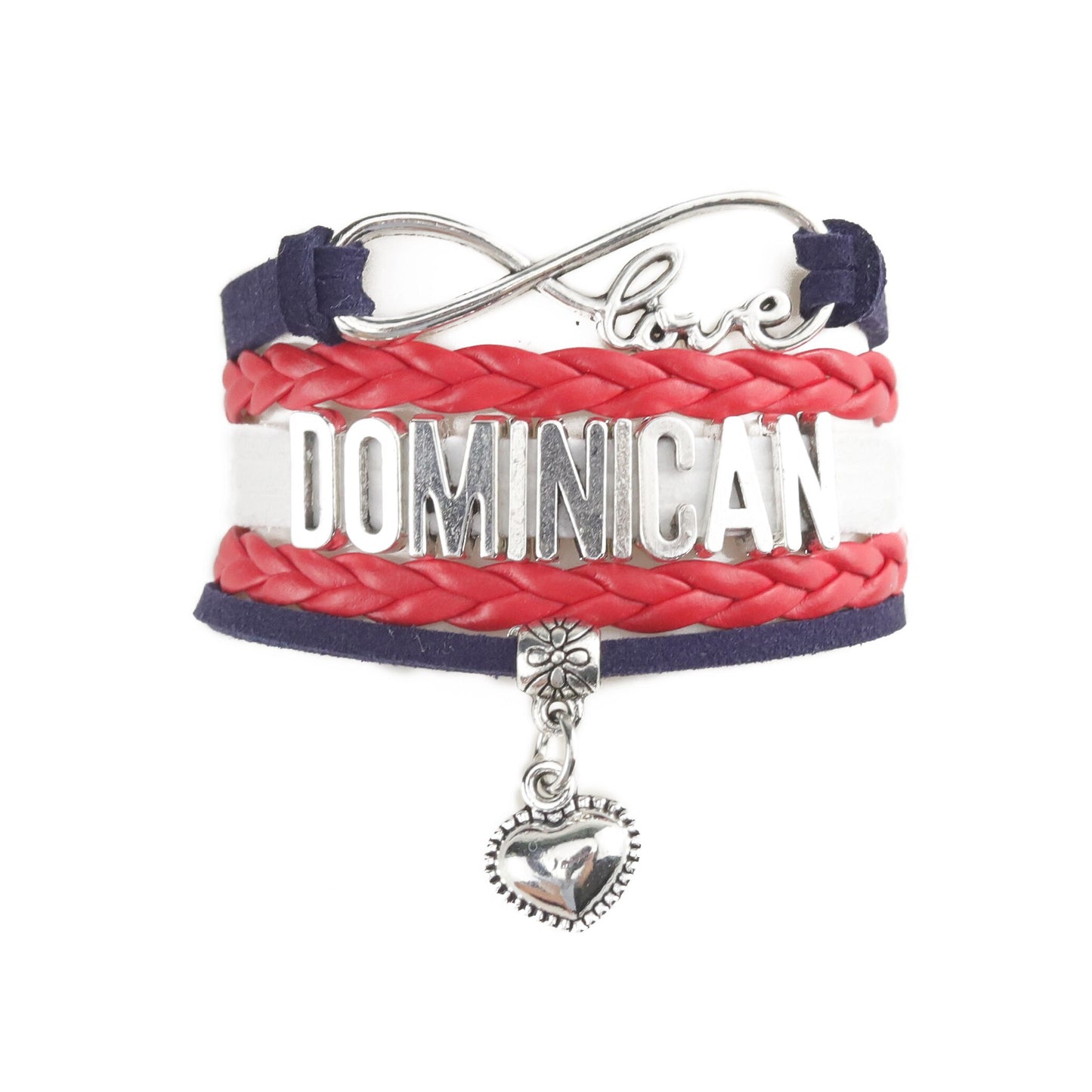 Dominican Love Bracelet Stacks Heart Charm Braid Jewelry