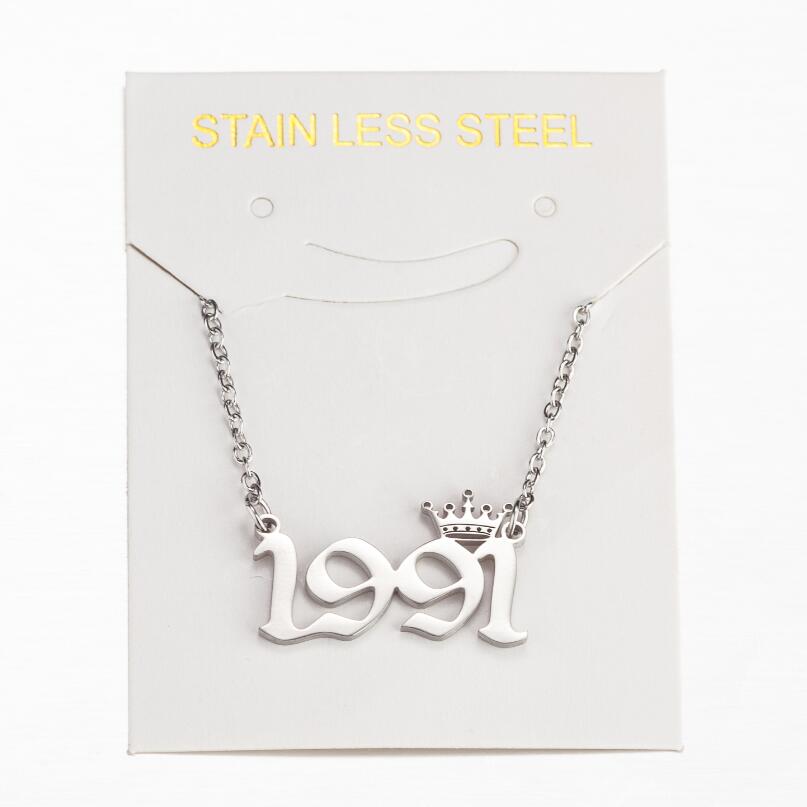 Stainless Steel Year Number Necklace
