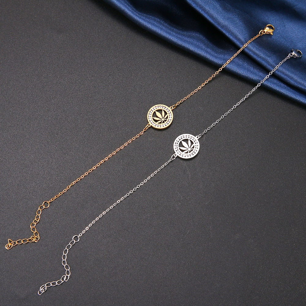 Stainless Steel Leaf Bracelet Jewelry