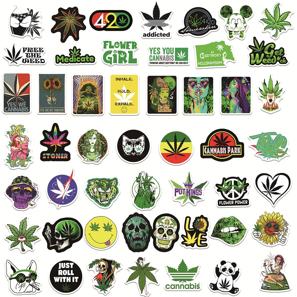 Weed Smoking Stickers 50 Piece