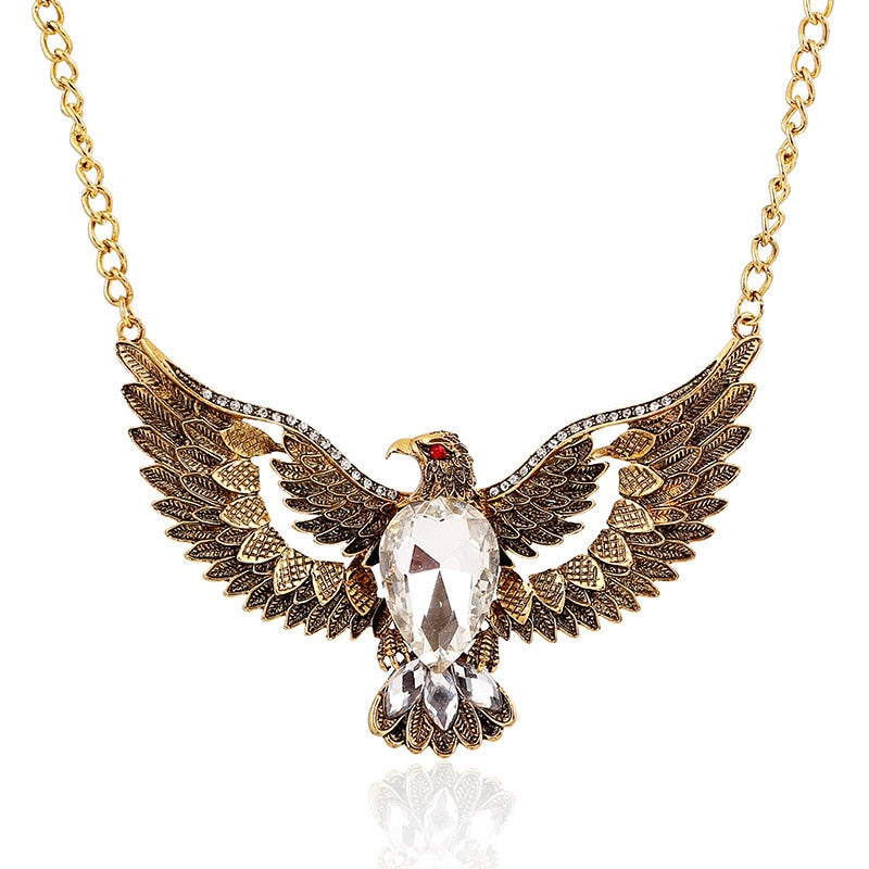 Vintage Eagle Big Crystal Necklaces For Women Jewelry