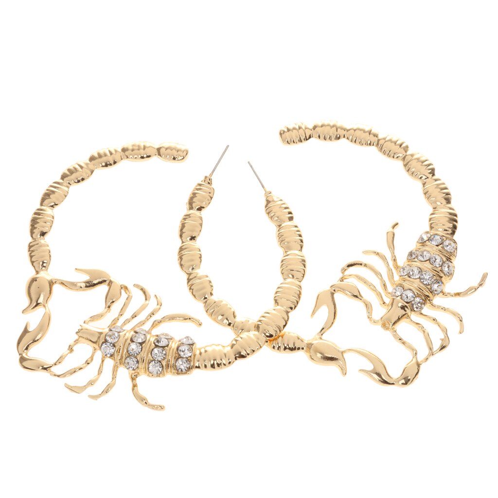 Scorpion Stripe Crystal Bamboo Hoops Earrings Jewelry
