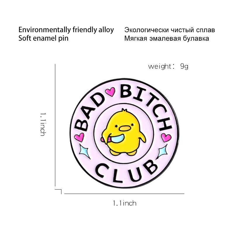 Bad Bitch Club Enamel Pins Chick Holding A Knife Brooches Jewelry