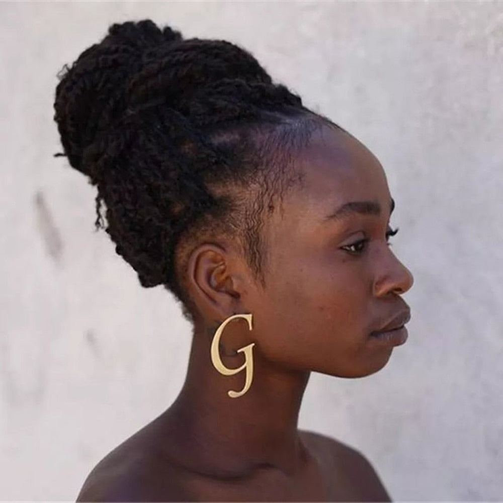 Big Initial Earrings Stainless Steel Jewelry