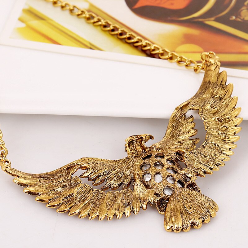 Vintage Eagle Big Crystal Necklaces For Women Jewelry