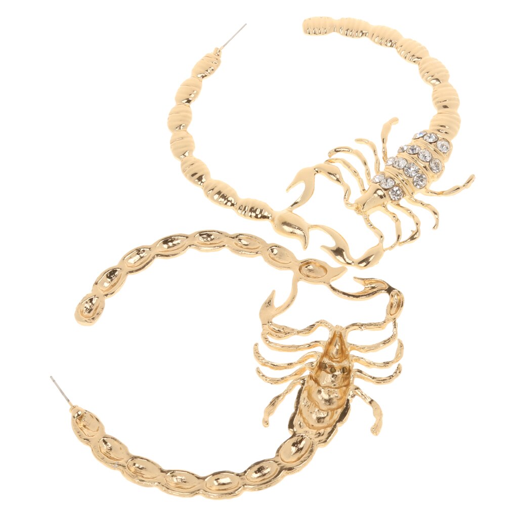 Scorpion Stripe Crystal Bamboo Hoops Earrings Jewelry