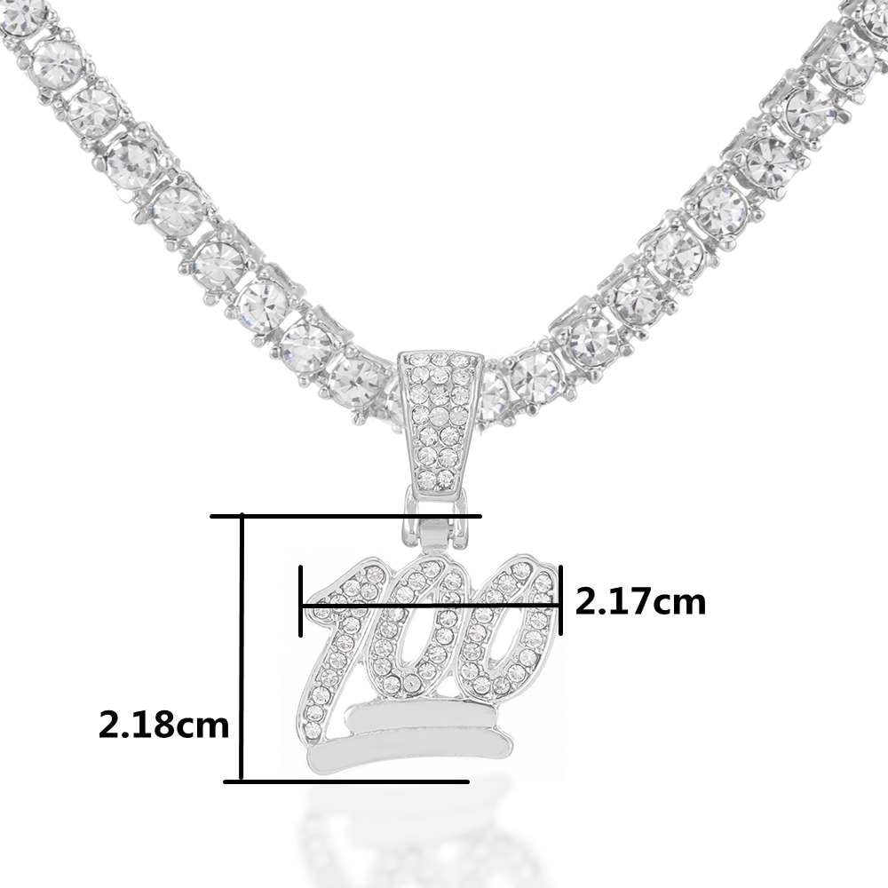 Iced Out One Hundred Pendant Necklace