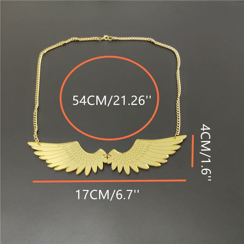 Mirror Wings Gold Pendant Necklace Acrylic Jewelry