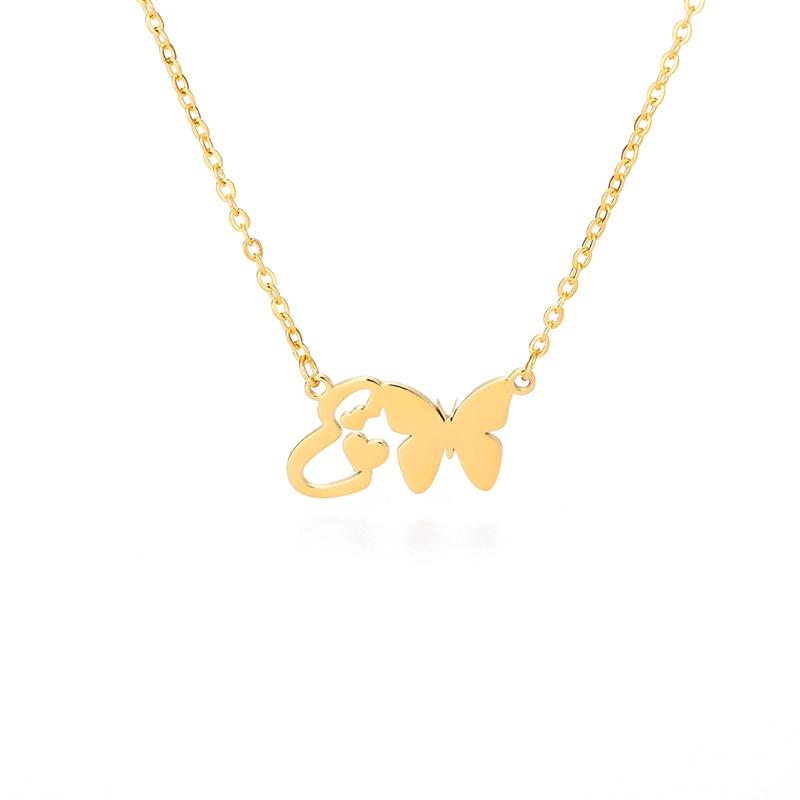 Butterfly Initial Necklace Jewelry Stainless Steel