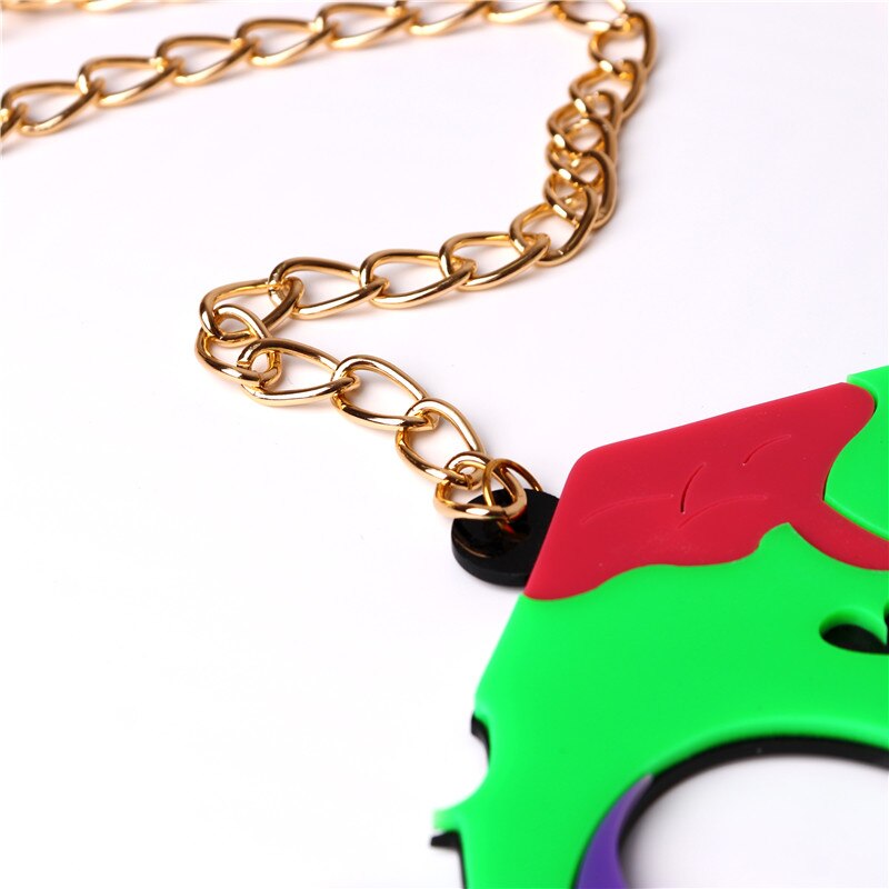 Big Zombie Mask Pendant Necklace Halloween Acrylic Jewelry