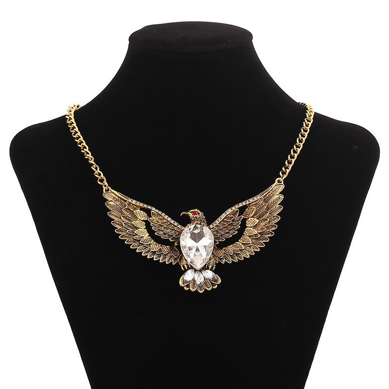 Vintage Eagle Big Crystal Necklaces For Women Jewelry
