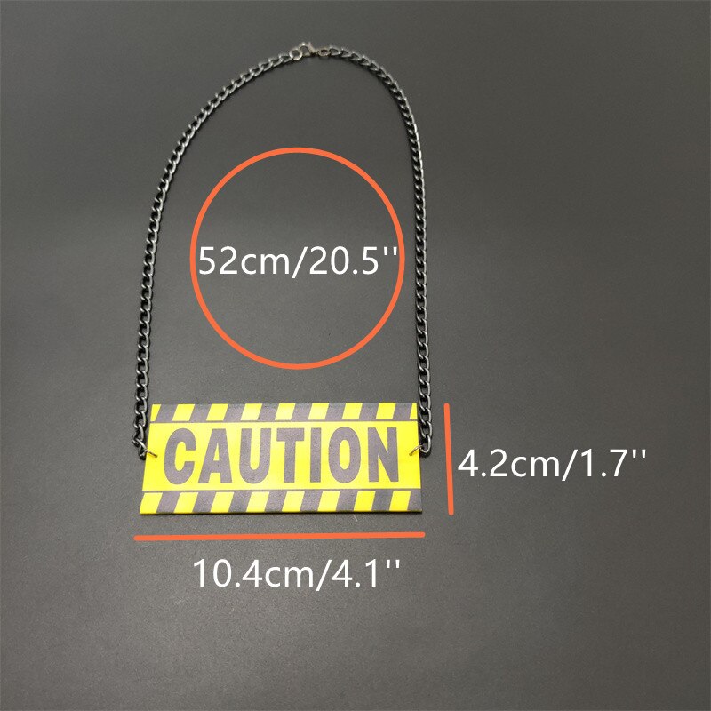 Yellow Caution Fashion Pendant Necklace Acrylic Jewelry Accessories