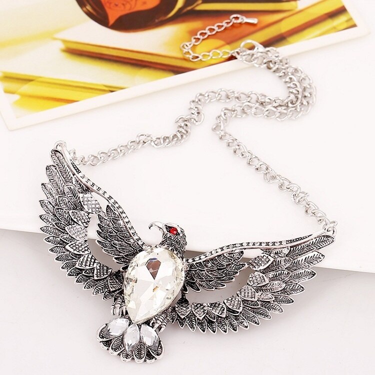 Vintage Eagle Big Crystal Necklaces For Women Jewelry