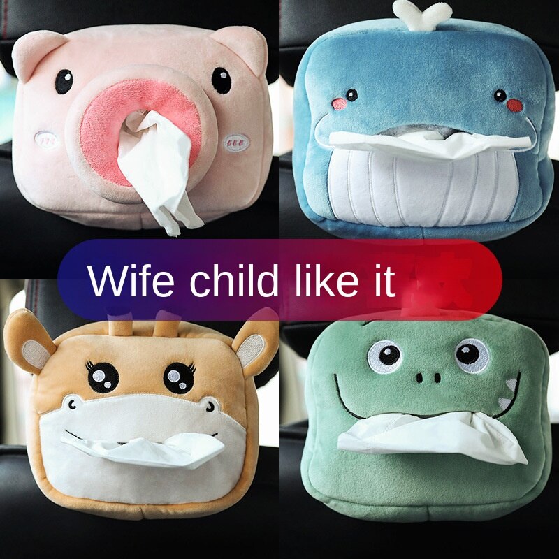 Plush Animals Baby Wipes / Tissue Box Holder Portable Car Supplies