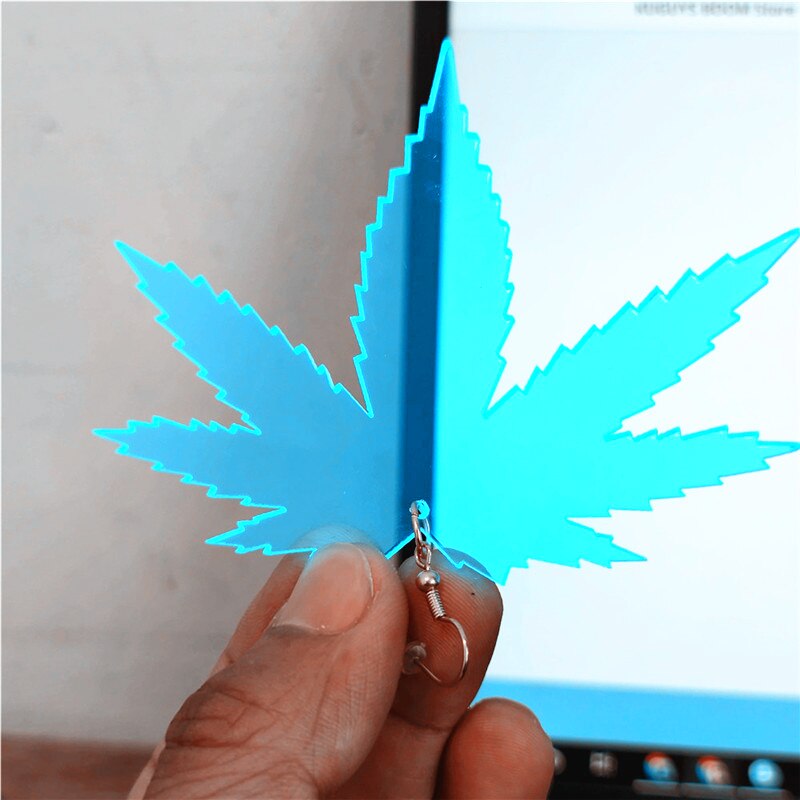 Neon Pink Green Blue Leaf Drop Earrings Jewelry Acrylic