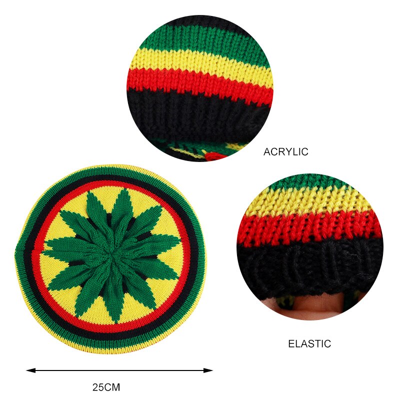 Multi-colour Striped Cap Bob Marley Reggae Beanie Jamaican Bonnet