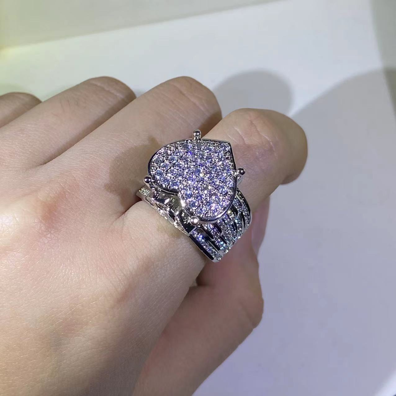 Big Heart Ring Cubic Zirconia Ring Jewelry