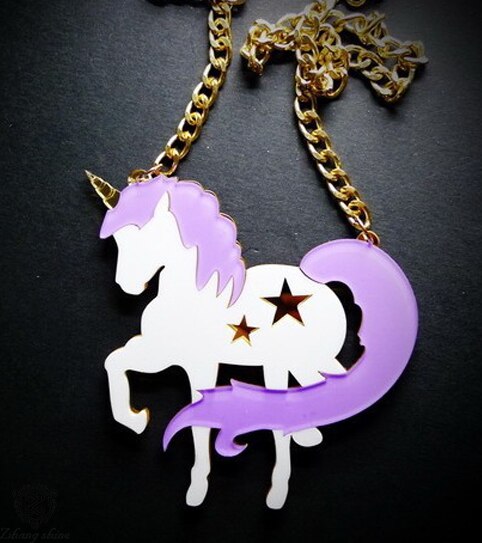 Unicorn Acrylic Necklace Pendant Jewelry Accessories