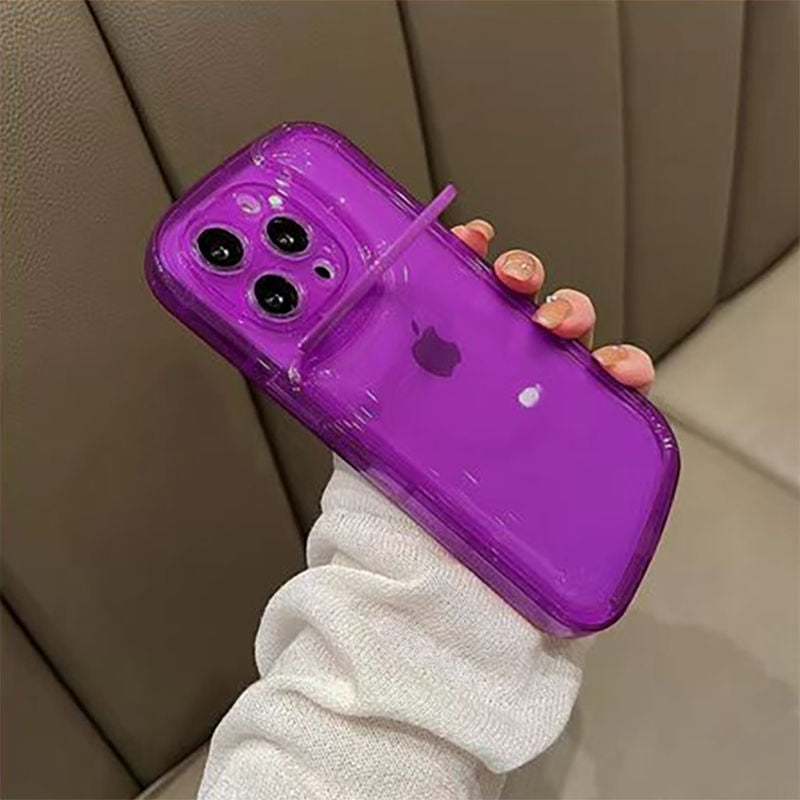 Transparent Folding Camera Lens Ring Stand Phone Case For iPhone Back Cover