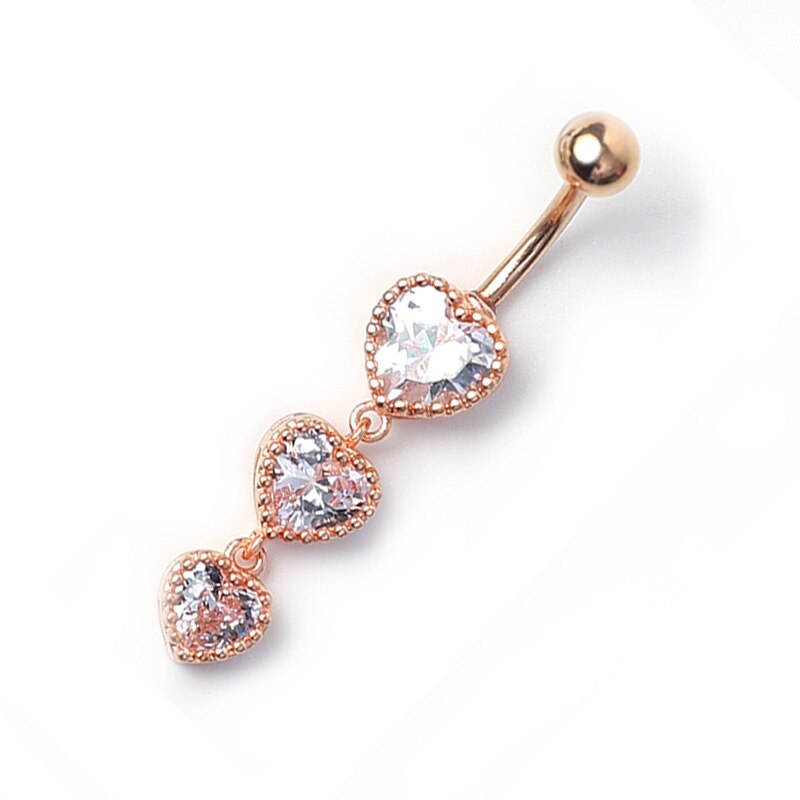 Heart Cubic Zircon Dangle Belly Button Ring