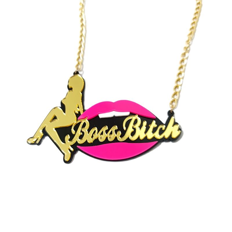 Boss Bitch Pendant Necklaces Acrylic Jewelry