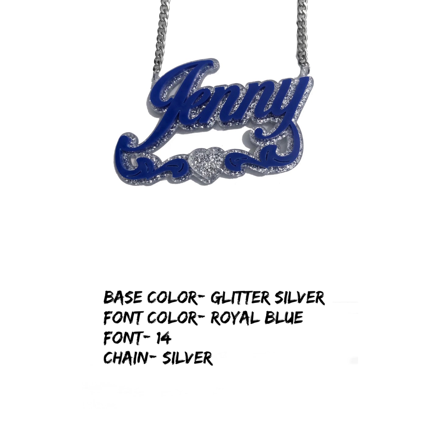 Custom Acrylic Name Plate Necklace (Stainless Steel)