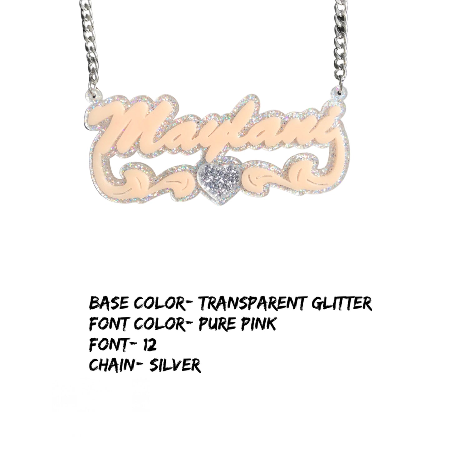 Custom Acrylic Name Plate Necklace (Stainless Steel)