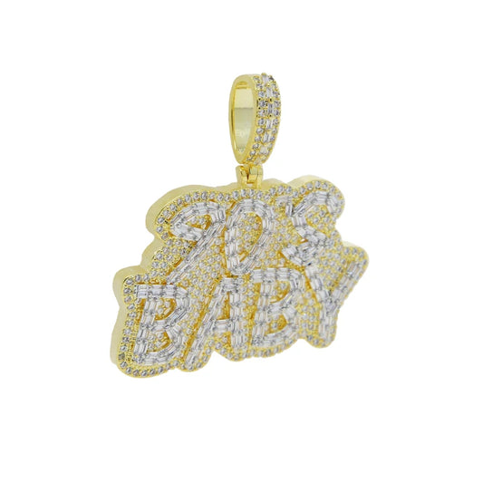 90's Baby Pendant Necklace Iced Out Bling