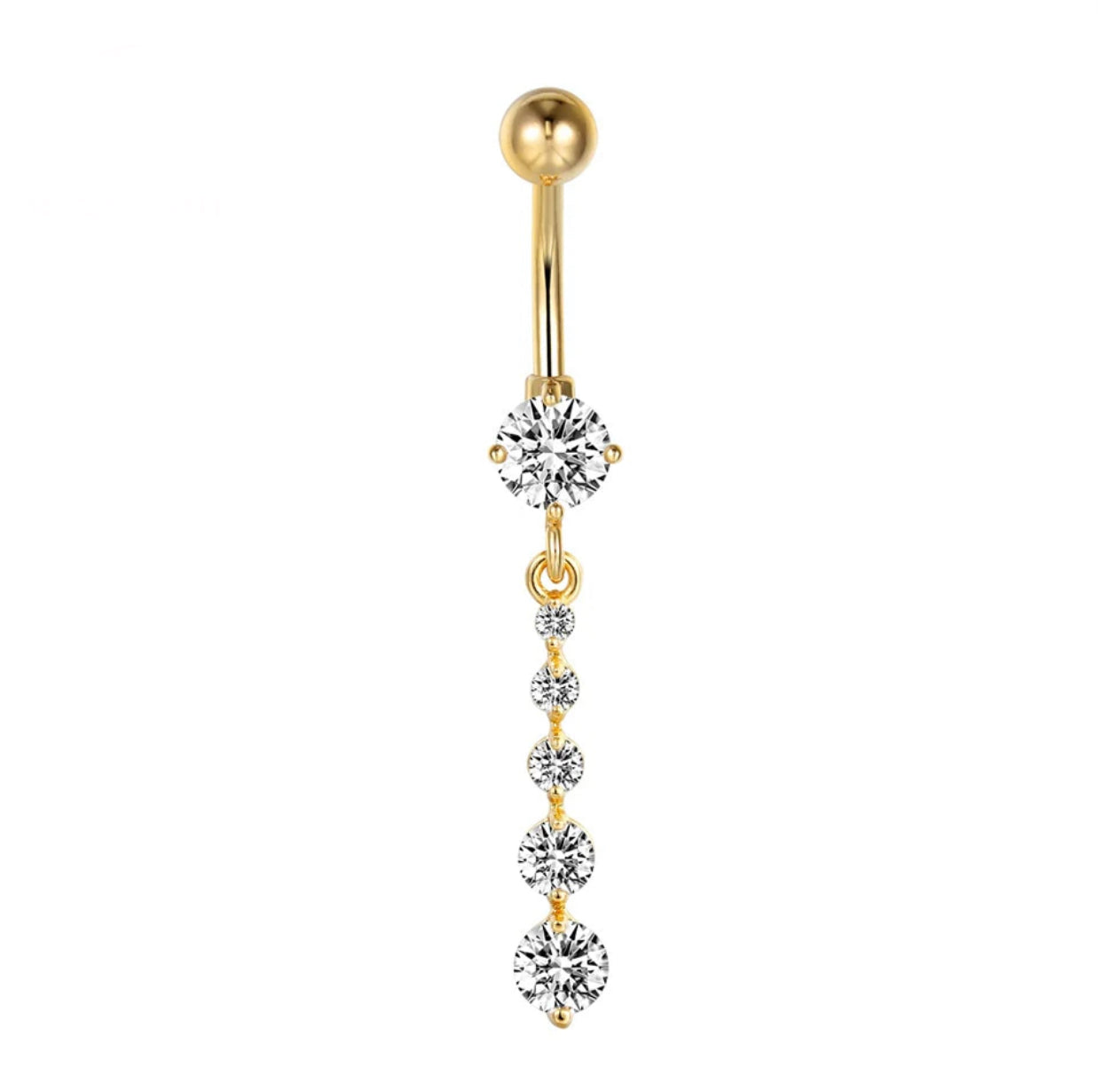 Gold Plated Variety Dangle Navel Belly Button Surgical Steel Piercing Barbell Body Jewelry