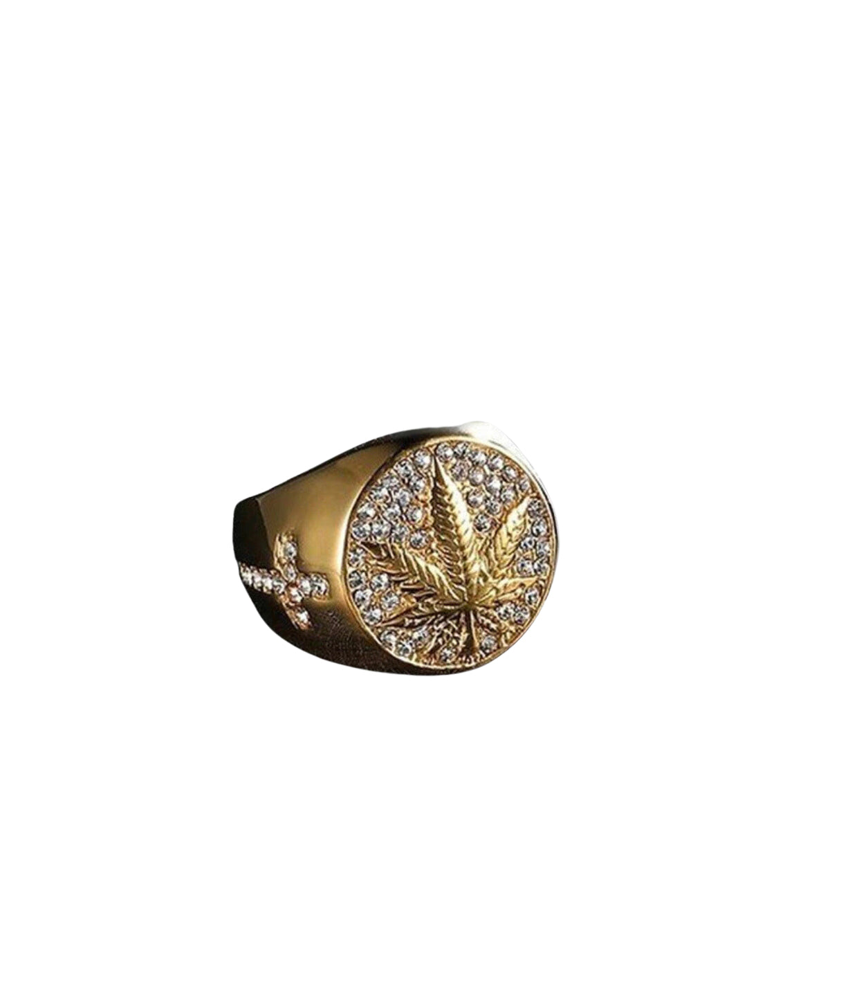 Carved Golden Leaf Rings for Men Jewelry