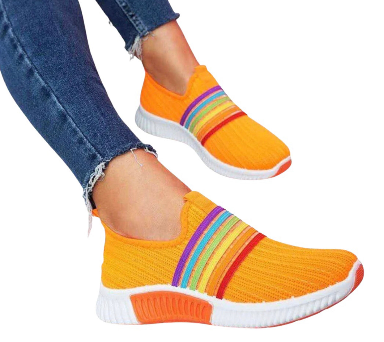 Rainbow Stripes Mesh Casual Sneakers Shoes