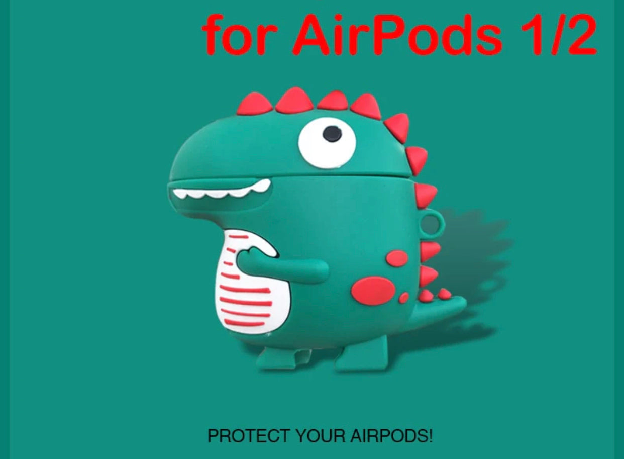 Silicone Dinosaur / Dragon Case For AirPods 1 2 Pro Charge Box