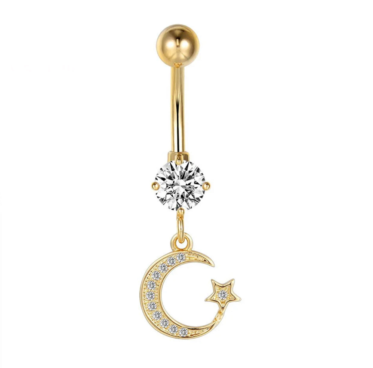 Gold Plated Variety Dangle Navel Belly Button Surgical Steel Piercing Barbell Body Jewelry