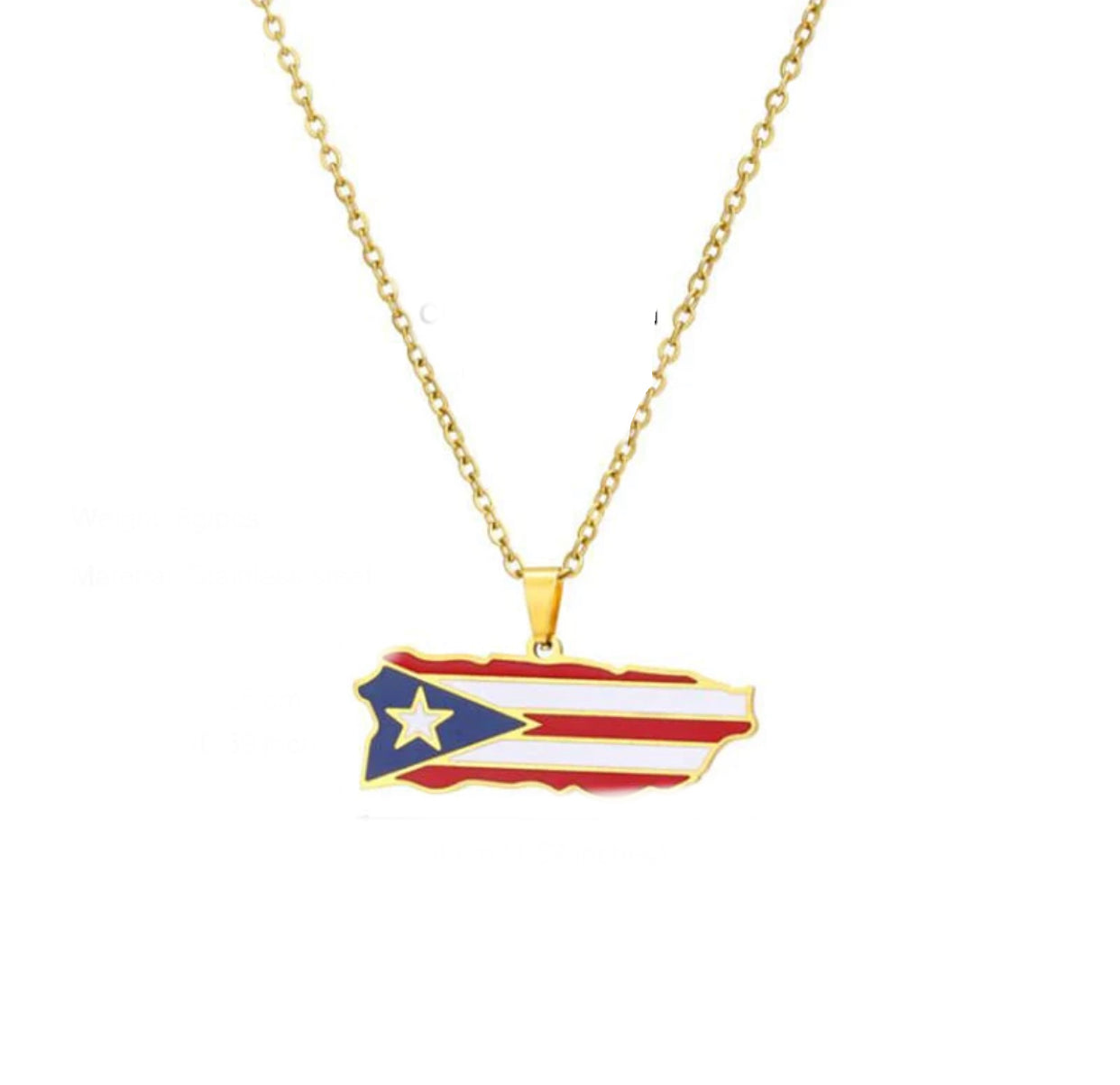 Puerto Rico Map Flag Pendant Necklaces Stainless Steel Spanish Jewelry