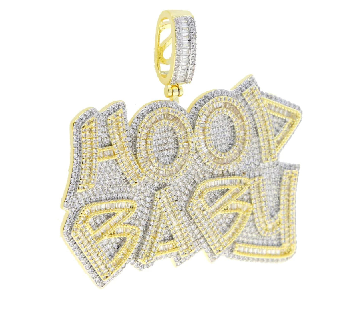 Hood Baby Iced Out Bling Two Tone Color Pendant with Chain Necklace Cubic Zirconia Various Jewelry