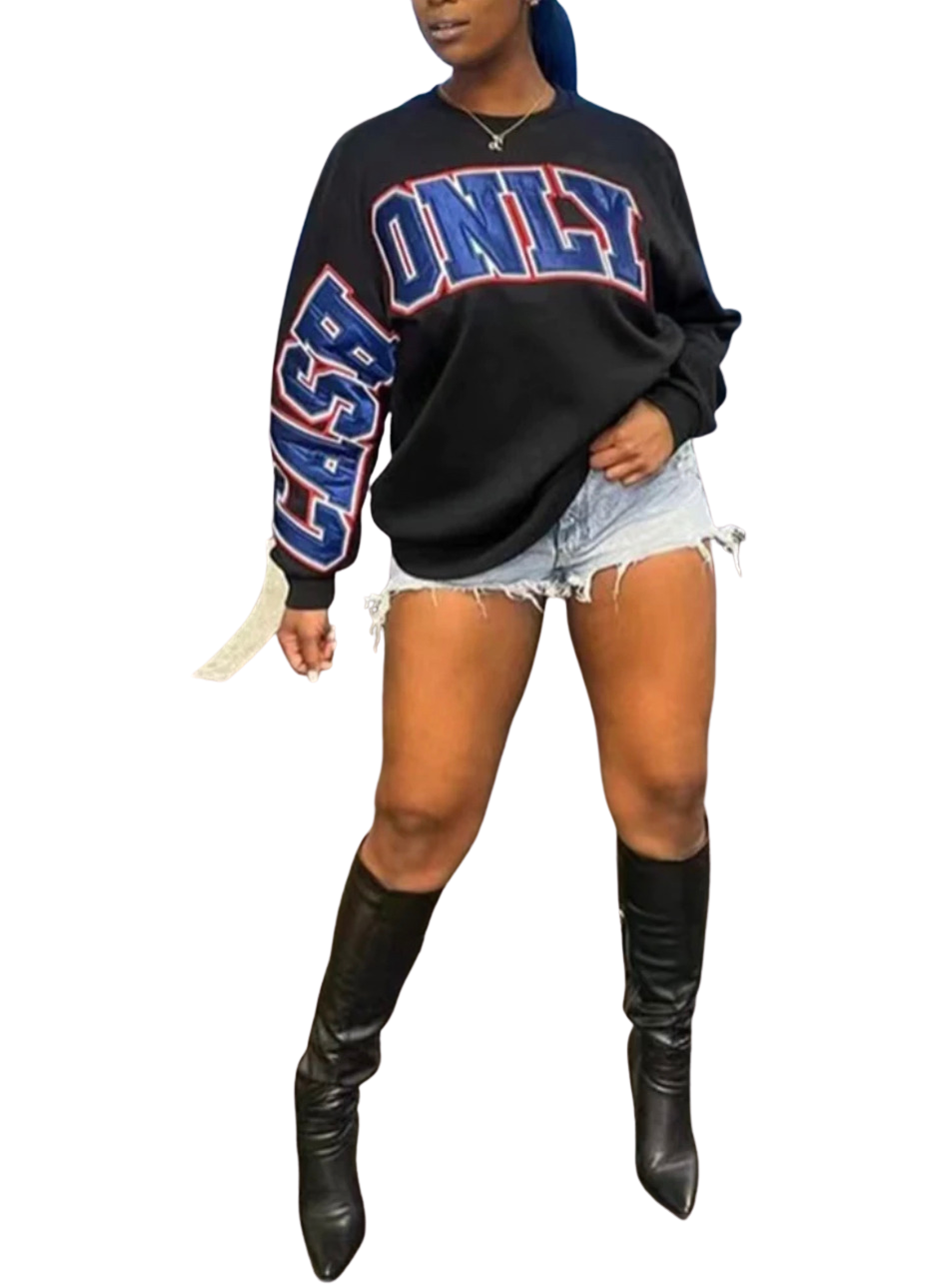 Women Cash Only Long Sleeve Big Loose Sweatshirts (runs big in size)