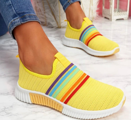 Rainbow Stripes Mesh Casual Sneakers Shoes