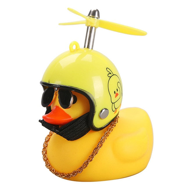 Car Little Yellow Duck With Helmet Decoration