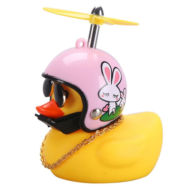 Car Little Yellow Duck With Helmet Decoration